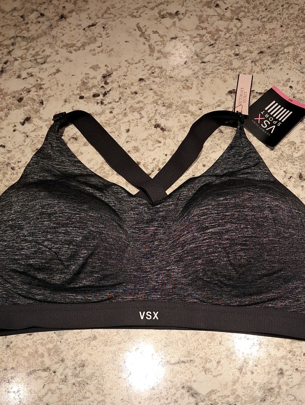 Victoria's Secret VSX Black Heathered Medium-Impact Sports Bra Size 36D